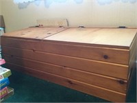 Wooden Toy Chest   47"long x 15" wide, rugs
