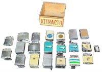 (21) Vintage Cigarette lighters in Attracto box