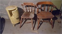 Early American Style Chairs (2) Small Yellow Wicke