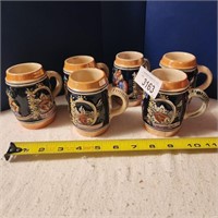 6 Vintage Beer Steins approx 4" Tall