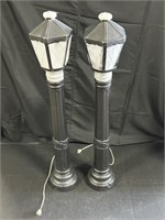 Pair of Lamp Post Christmas Blow Molds.