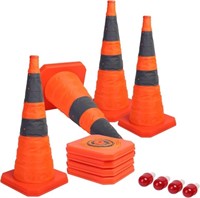 28" Lighted Pop-Up Traffic Cones x 4