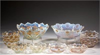 ASSORTED PRESSED OPALESCENT GLASS BERRY SETS, LOT