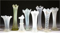 ASSORTED OPALESCENT GLASS SWUNG VASES, LOT OF