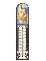 Wood Mounted Thermometer w Offset Image of Nude