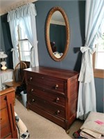 Oval Mirror & Antique Dresser