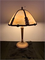 Tiffany Style Table Lamp, Glass Shade (Crack)