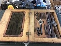 Tap & Die set in wooden case - incomplete