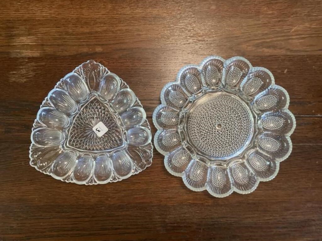 2 CRYSTAL EGG DISHES