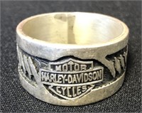Sterling Silver Harley Davidson Men's Ring