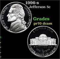 Proof 1996-s Jefferson Nickel 5c Grades GEM++ Proo