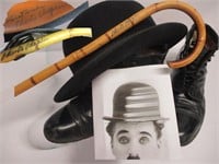 Charlie Chaplin Signed Shoes, Stetson Derby Hat