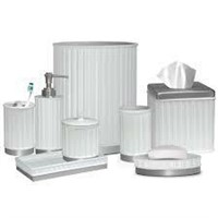 Fornah Silver Ceramic Bath Accessory Set