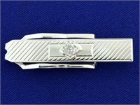 Vintage 1/2ct Old European Cut Diamond Tie Clip in