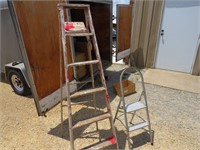 6' Wood Step Ladder & Aluminum Step Stool