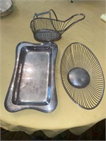 Silver Plated Bread Basket / Tray & Decanter
