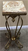 ORNATE BRASS MARBLE TOP PLANT STAND