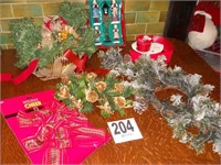 Christmas Greenery Lot with Ribbons