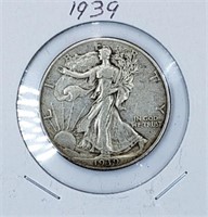 1939 U.S. Silver Walking Liberty Half Dollar