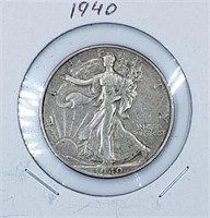 1940 U.S. Silver Walking Liberty Half Dollar