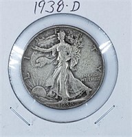 1938-D U.S. Silver Walking Liberty Half Dollar