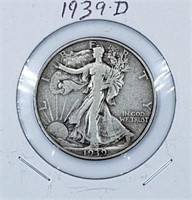 1939-D U.S. Silver Walking Liberty Half Dollar