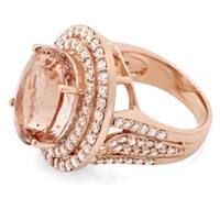 14K Gold Morganite Ring: 11.00ct & 2.00ct