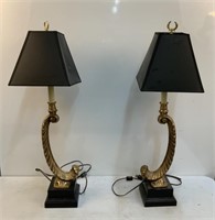 Pair Black & Gold Table Lamps