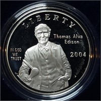 2004 Thomas Edison Proof Silver Dollar MIB