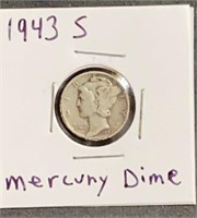 1943 S Mercury DIme US SIlver Coin