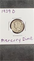 1939 D Mercury DIme US SIlver Coin