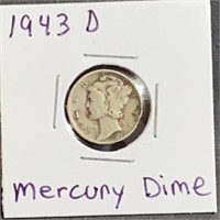 1943 D Mercury DIme US SIlver Coin