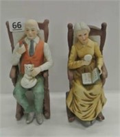 Painted Plaster Grandparent Figurines