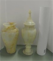 Alabaster Vase & Lidded Urn