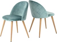 QTY 2 Zomba Velvet Oak Dining Chairs - Furniture R