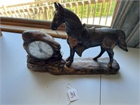 Electric Western Style Horse Mantle Clock (Bronze)