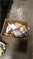Paint and scrapers box lot