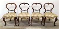 4 vintage French-style carved wood dining chairs