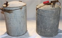 2 Galvanized 5 Gallon Cans w/ Pour Spout