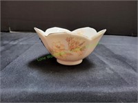 Lotus Rice Flower Porcelain Bowl, Japan Red Stamp