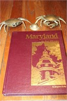 "Maryland A Pictorial History" book and two brass