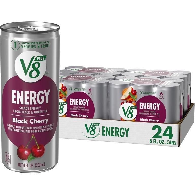 V8 +ENERGY Black Cherry, 8 oz - 24 Count