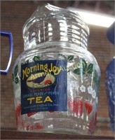 VINTAGE DEPRESSION GLASS PITCHER - MORNING JOY TEA