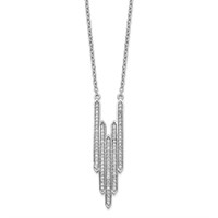 Silver- Austrian Crystal Bar Design Necklace
