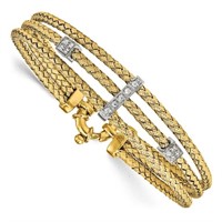 Sterling Silver- Gold Over Polished Woven Bracelet