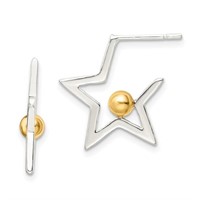 Sterling Silver- Gold Over Star and Ball Earrings