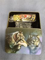 Wolf Knife & Money Clip in Tin