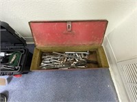 Metal Tool Box w/Sockets & Wrenches