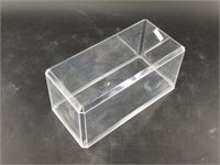 A Clear plastic display box,  8 1/4" long x 4" dee