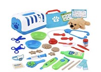 D-FantiX Vet Kit for Kids, 34Pcs Pretend Play Toy